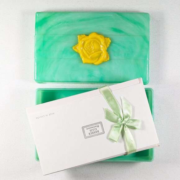 Mint Green plastic stationery box made in Canada - Picture 1 of 11